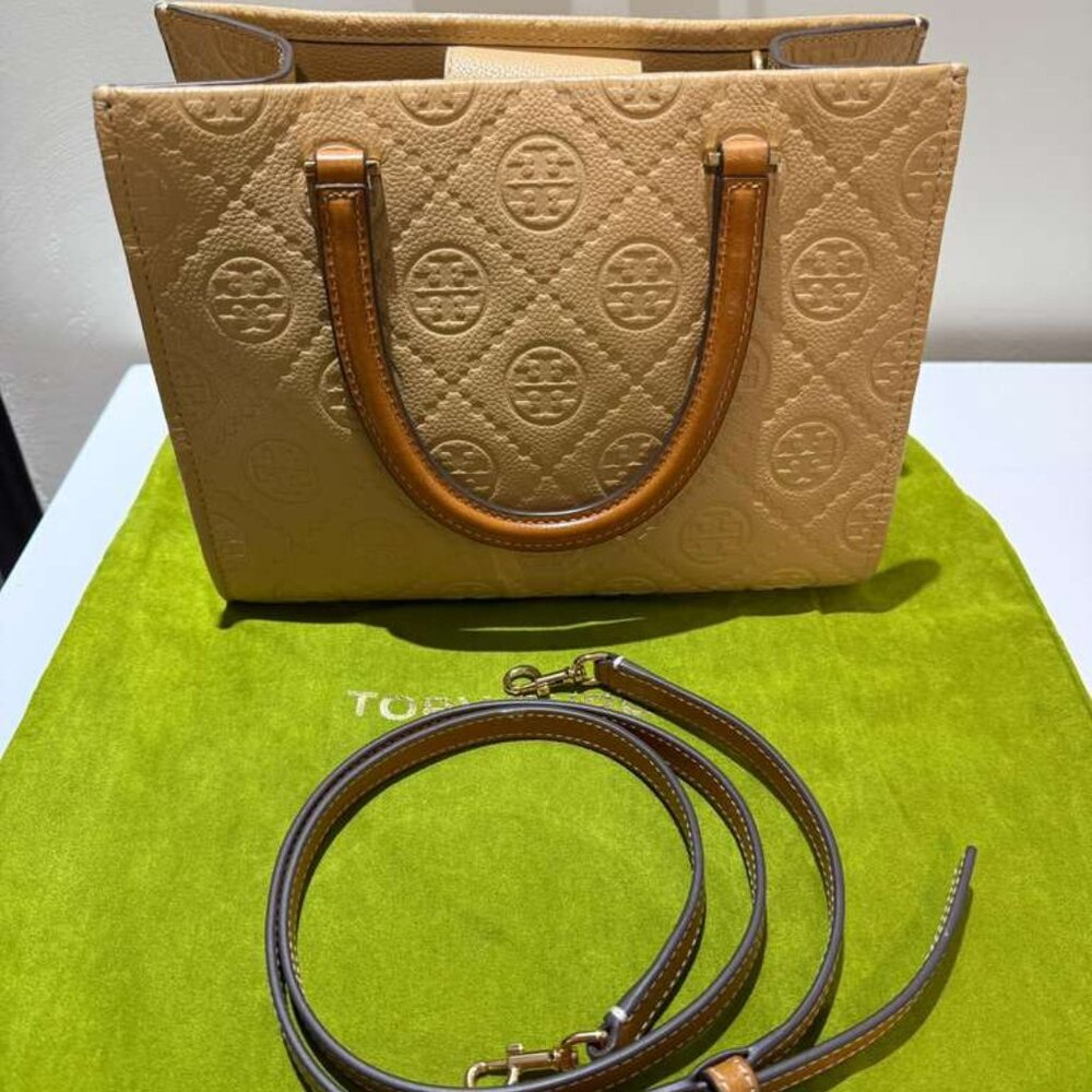 Tory Burch T Monogram Embossed Square Tote